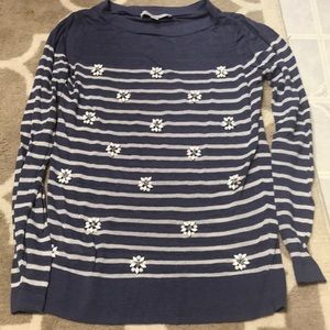 LOFT embellished stripe sweater shirt Small